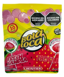 CHUPETIN BOLA LOCA  X 10 U. FRUTILLA/SANDIA